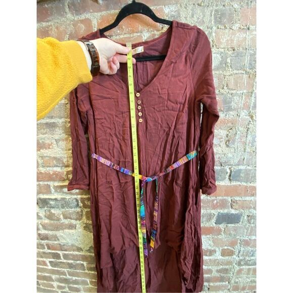Anself Burgandy Tunic 1/4 Sleeve Colorful Sash Women’s Size M - Picture 7 of 10